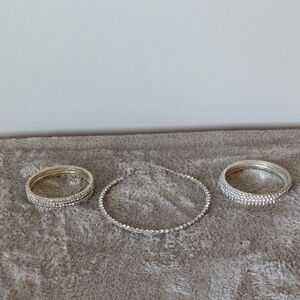 Crystal Choker Necklace (Silver Plated) With Bangles